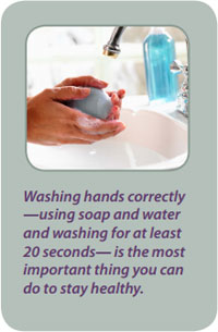 wash hands with soap and water for 20 seconds
